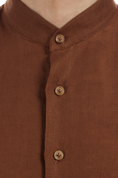 Korean Collar Linen Shirt