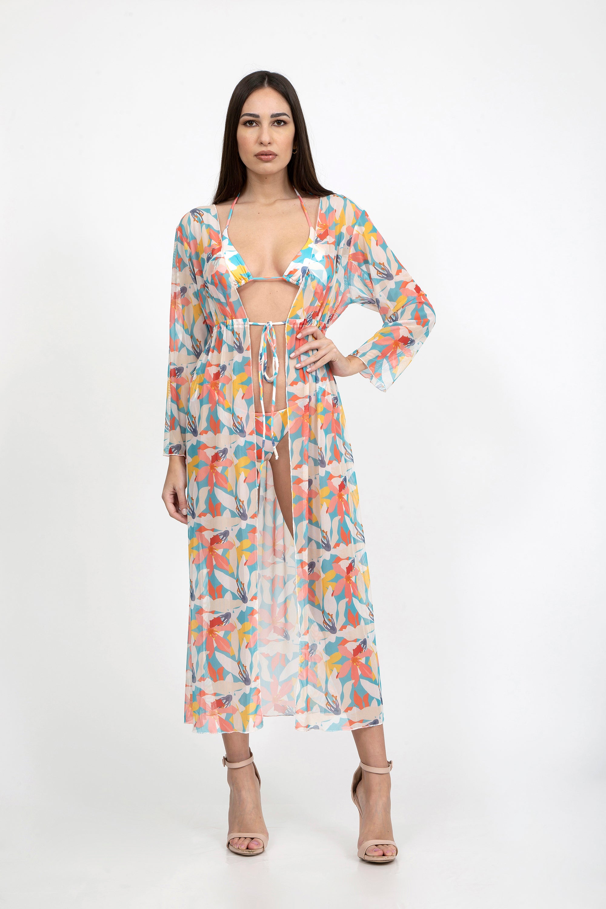 Pastel Mesh Robe Cover-Up