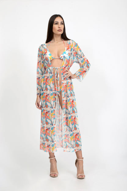 Pastel Mesh Robe Cover-Up