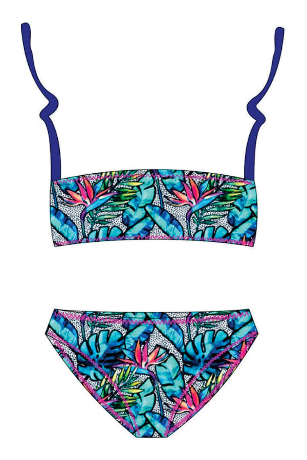 BCP004-Girls Two Piece Band Bikini Swimwear - Beach Party Mood - CAPRI LIFESTYLE READY MADE GARMENTS TRADING L.L.C