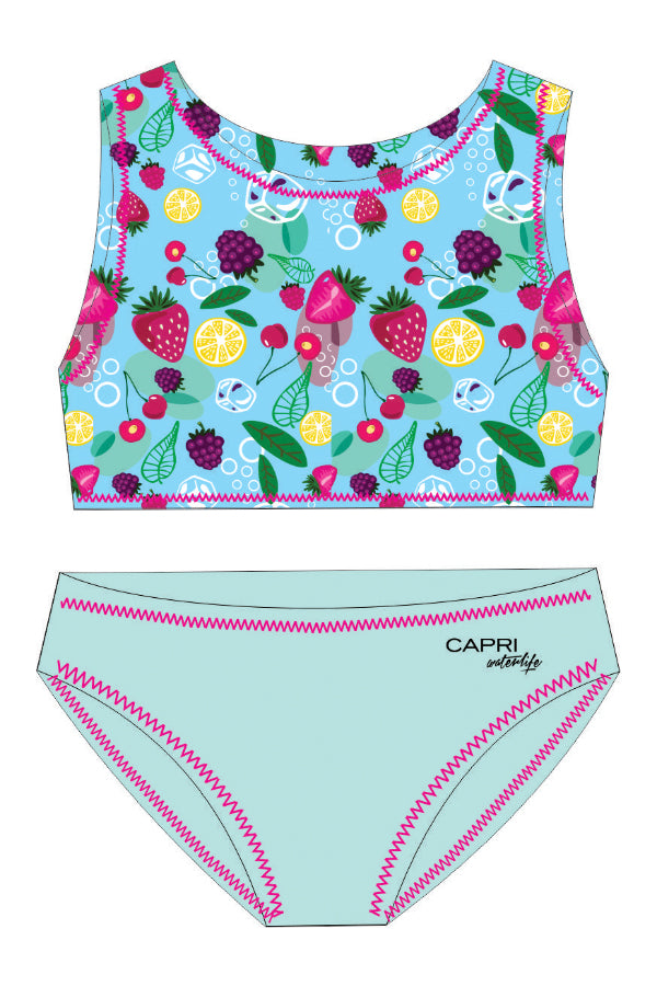 FRT003-Girls Two Piece Crop Top Bikini Swimwear - Fruit Mood - CAPRI LIFESTYLE READY MADE GARMENTS TRADING L.L.C