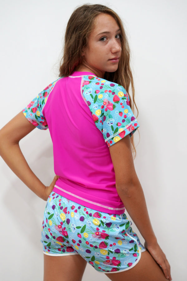 FRT010-Girls Tactel Beach Shorts - Fruits Mood - CAPRI LIFESTYLE READY MADE GARMENTS TRADING L.L.C