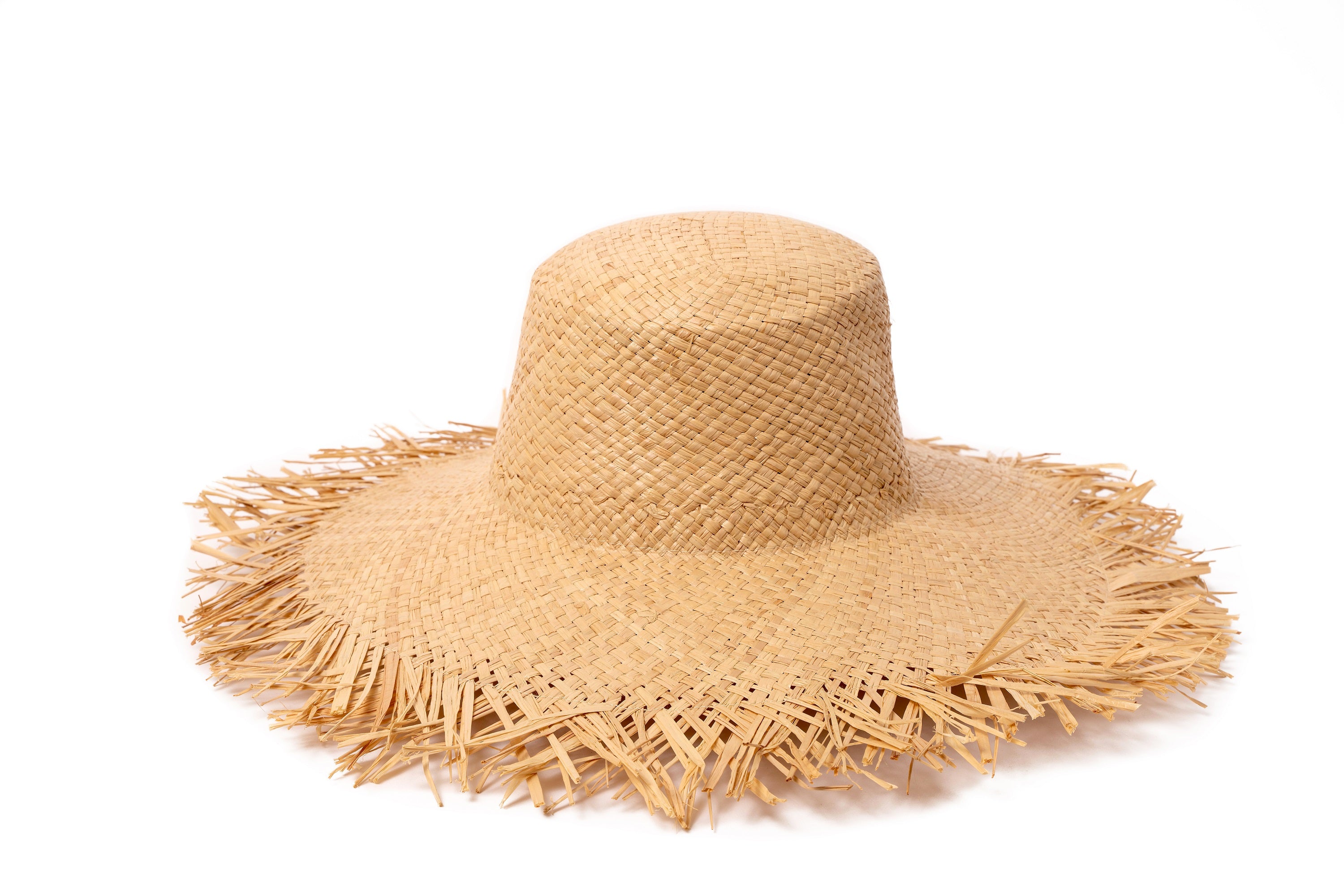 Natural Woven Frayed Edge Straw Hat
