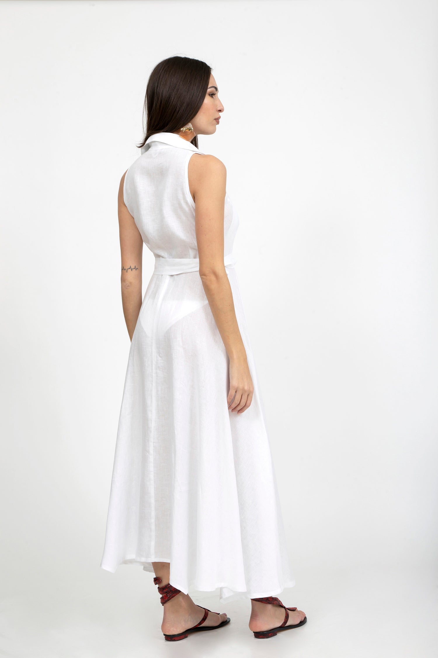 Plain Linen Sleeveless Dress