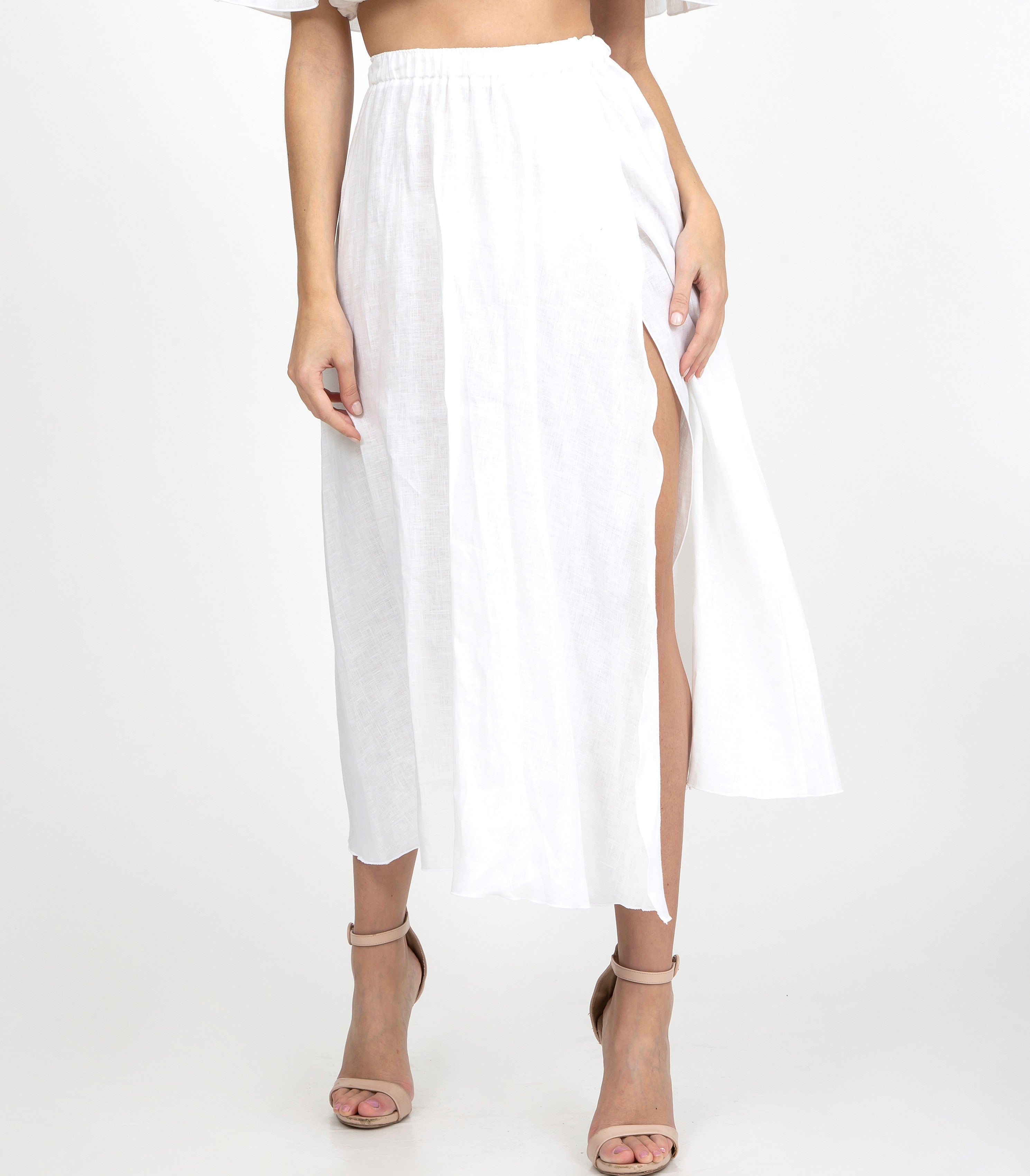 Plain white 2025 linen skirt