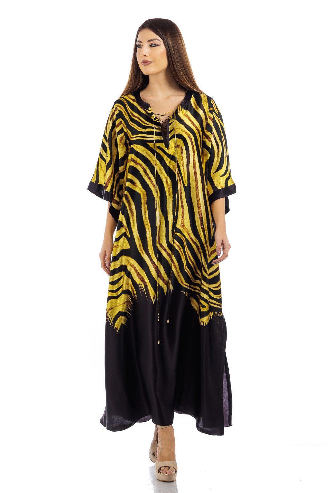 Kaftano in seta animalier