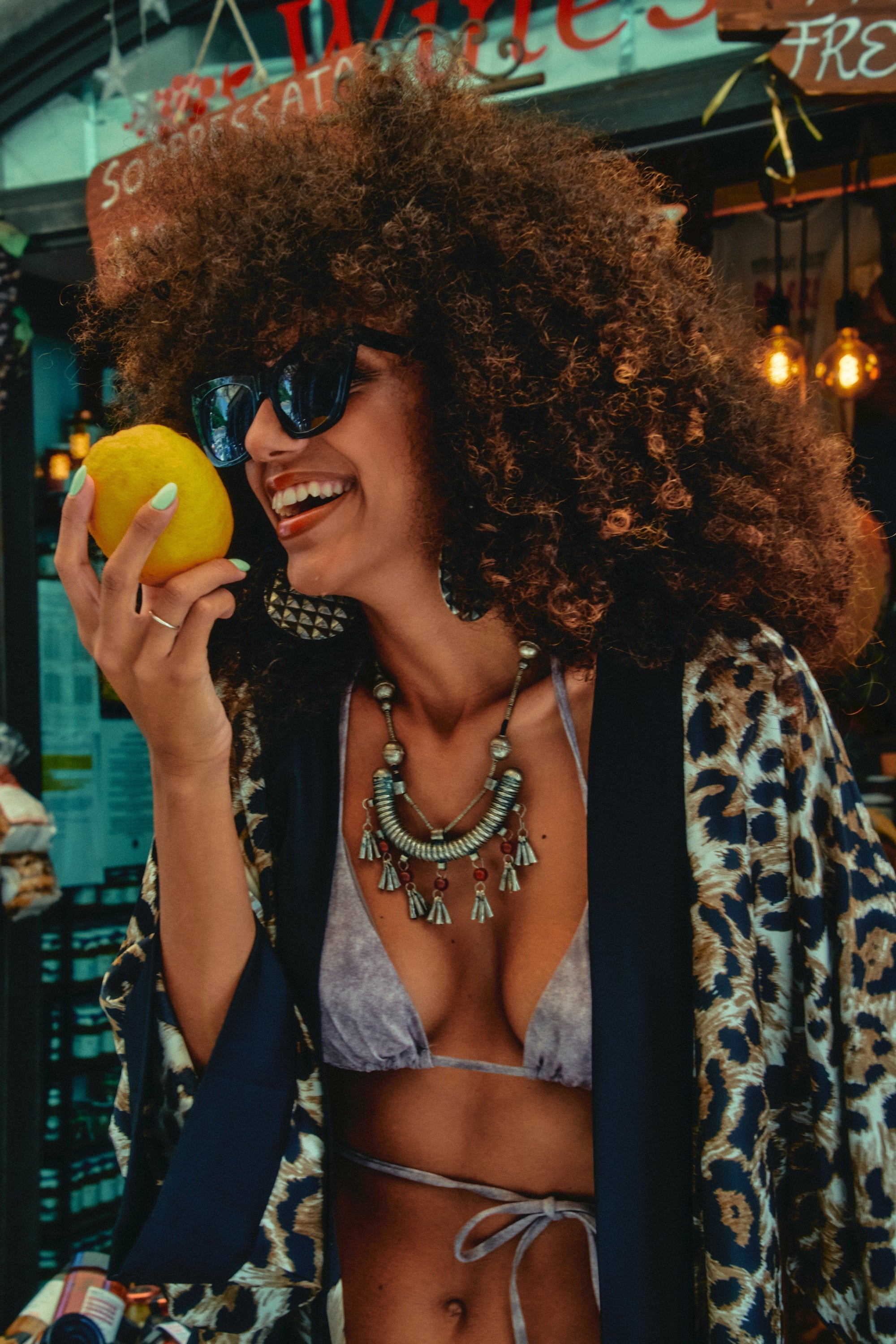 Vestaglia in Raso di Seta Animalier