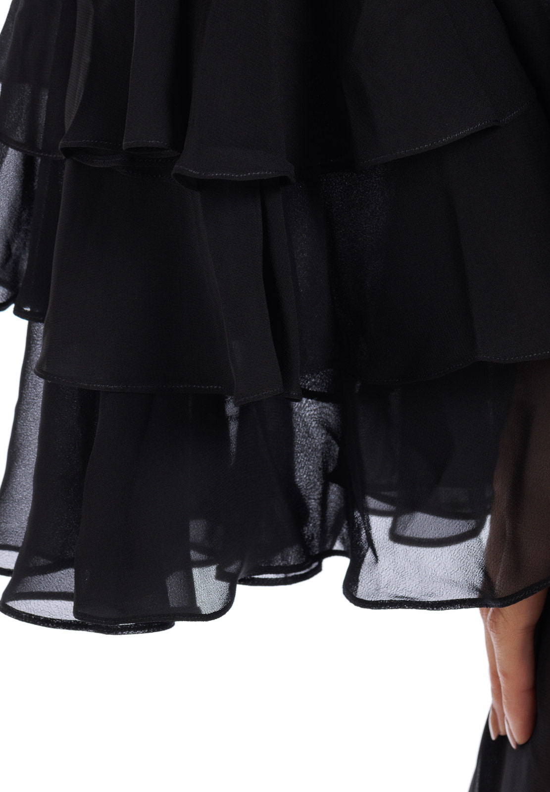 Abito in chiffon con bordo in pizzo