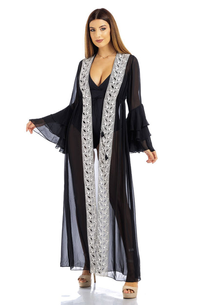 Abito in chiffon con bordo in pizzo