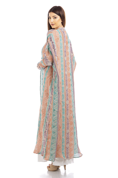 Abaya di lino multicolore