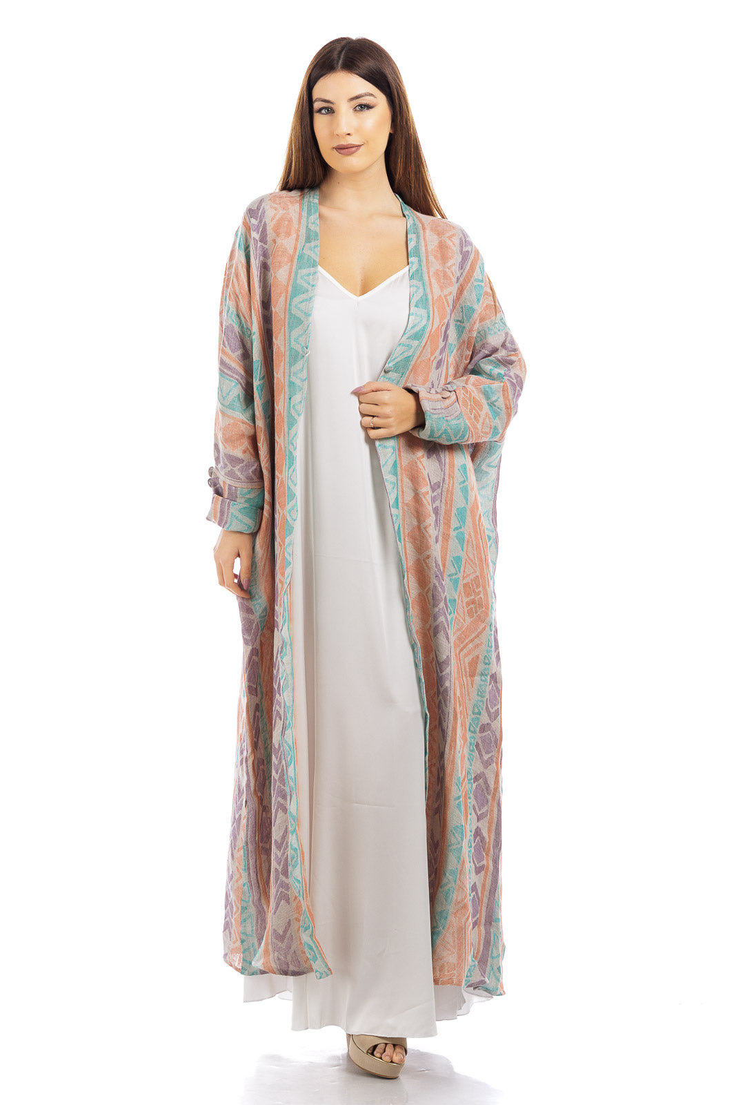Abaya di lino multicolore