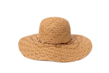 Floppy Straw Hat with Shells