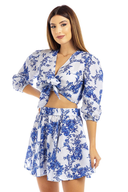 Flowery Linen Blouse