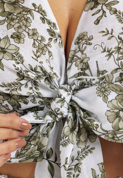 Flowery Linen Blouse