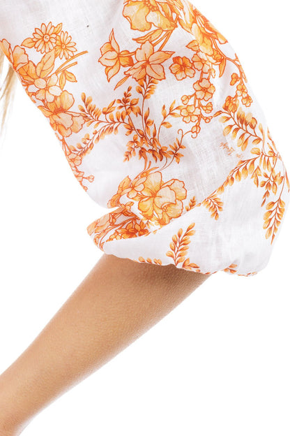 Flowery Linen Blouse
