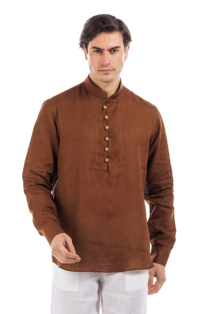 Camicia in lino con bottoni a metà spacco