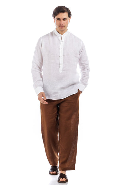 Camicia in lino con bottoni a metà spacco