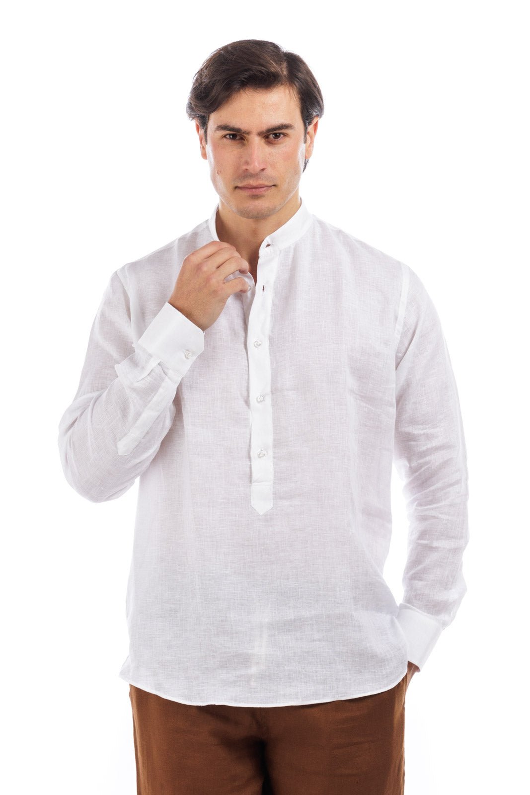 Camicia in lino con bottoni a metà spacco