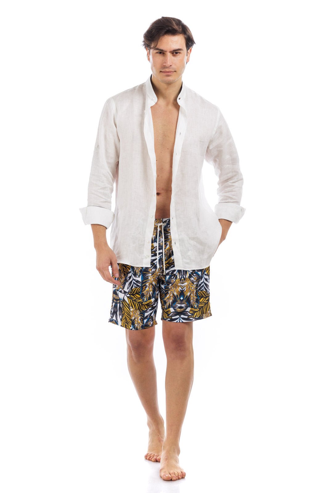 Leaf Printed Swim Shorts