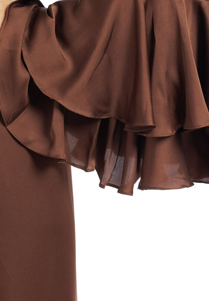 Abito lungo in seta tinta unita