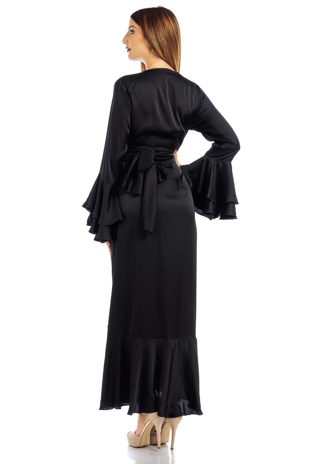 Abito lungo in seta tinta unita