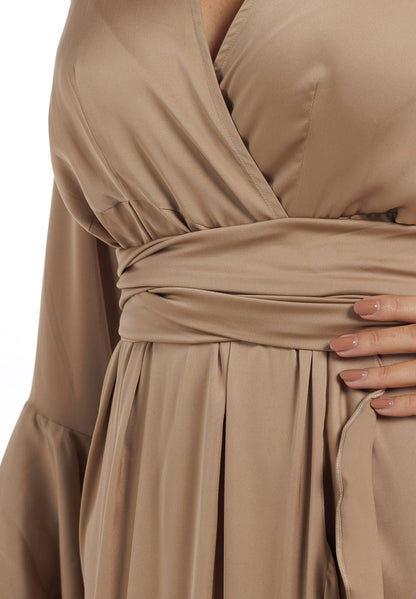 Abito lungo in seta tinta unita