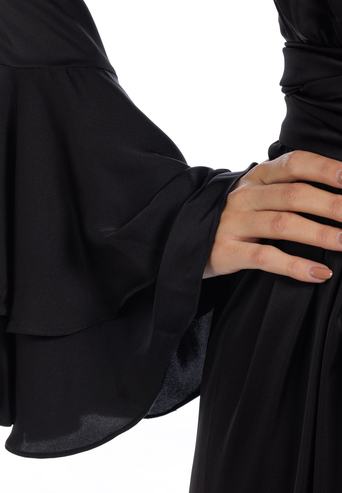 Abito lungo in seta tinta unita