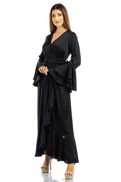 Abito lungo in seta tinta unita