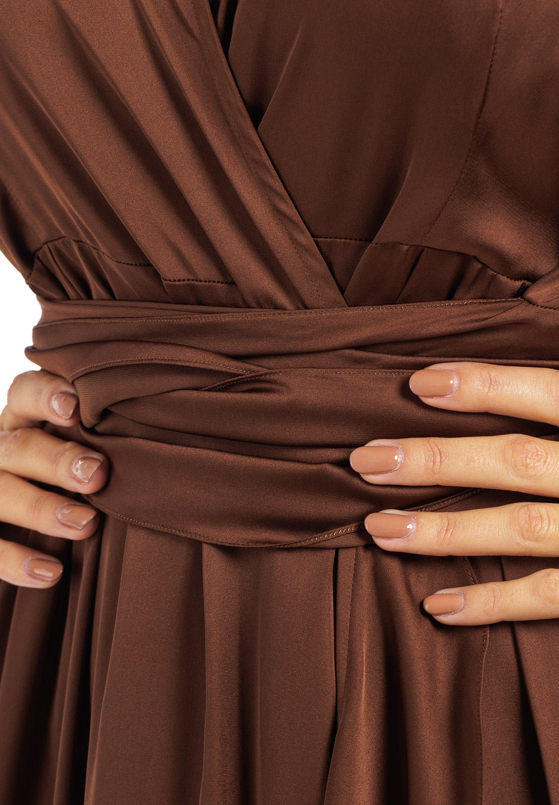 Abito lungo in seta tinta unita