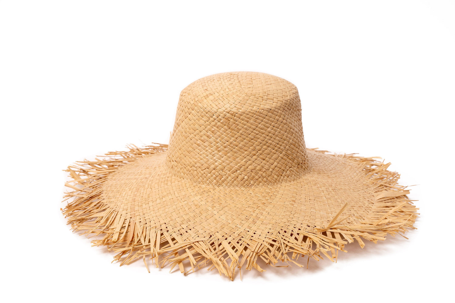 Natural Woven Frayed Edge Straw Hat
