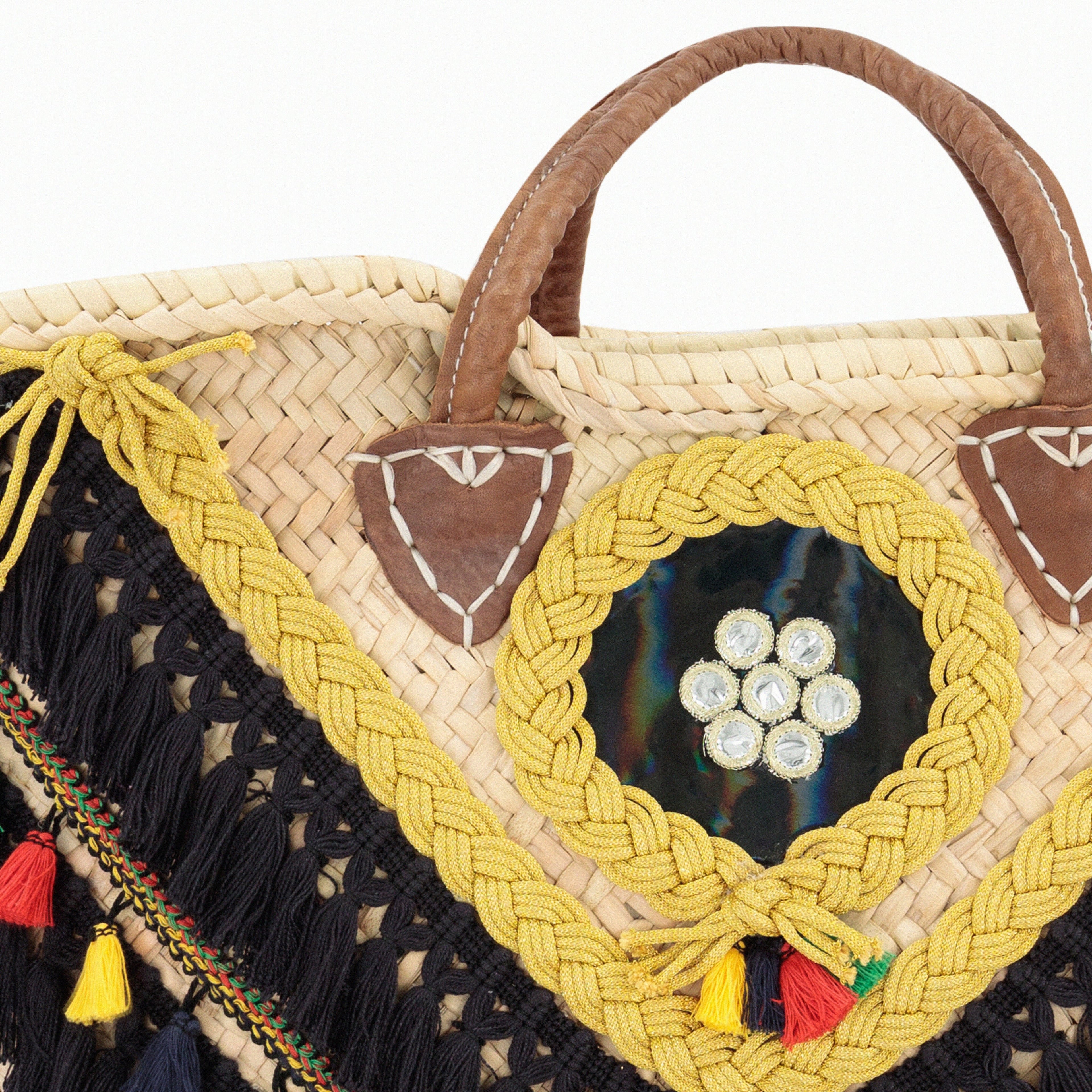 Oval-Shaped Rattan Handheld Bag