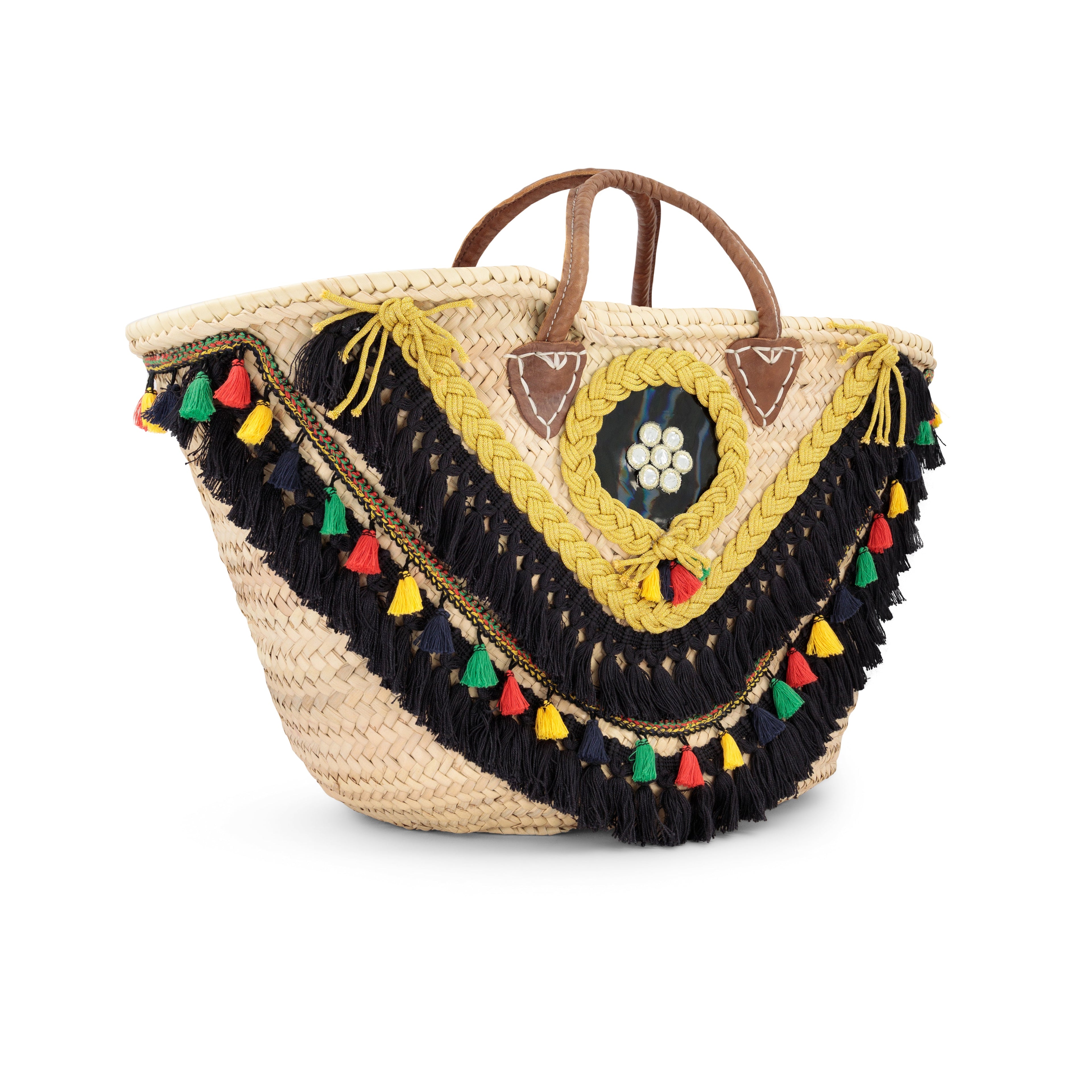 Oval-Shaped Rattan Handheld Bag