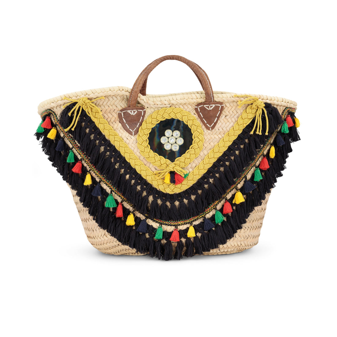 Oval-Shaped Rattan Handheld Bag