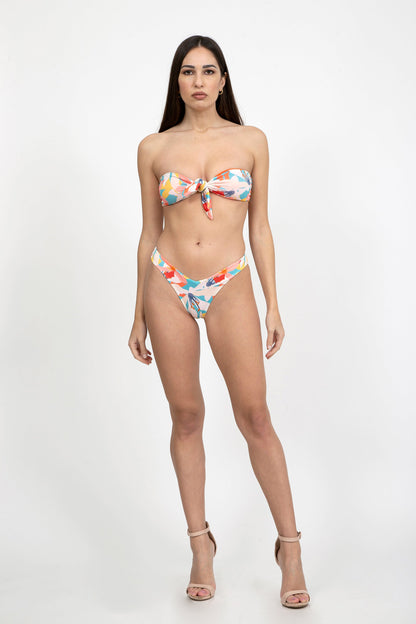 Bikini a fascia annodato con nodo pastello