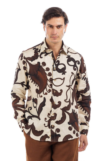 Pattern Full Button Linen Shirt