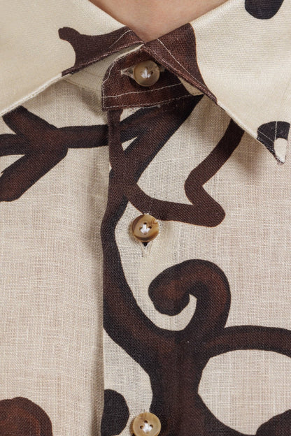 Pattern Full Button Linen Shirt