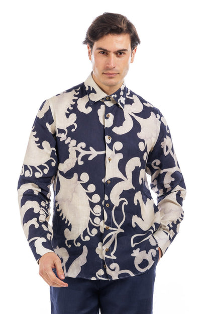 Pattern Full Button Linen Shirt