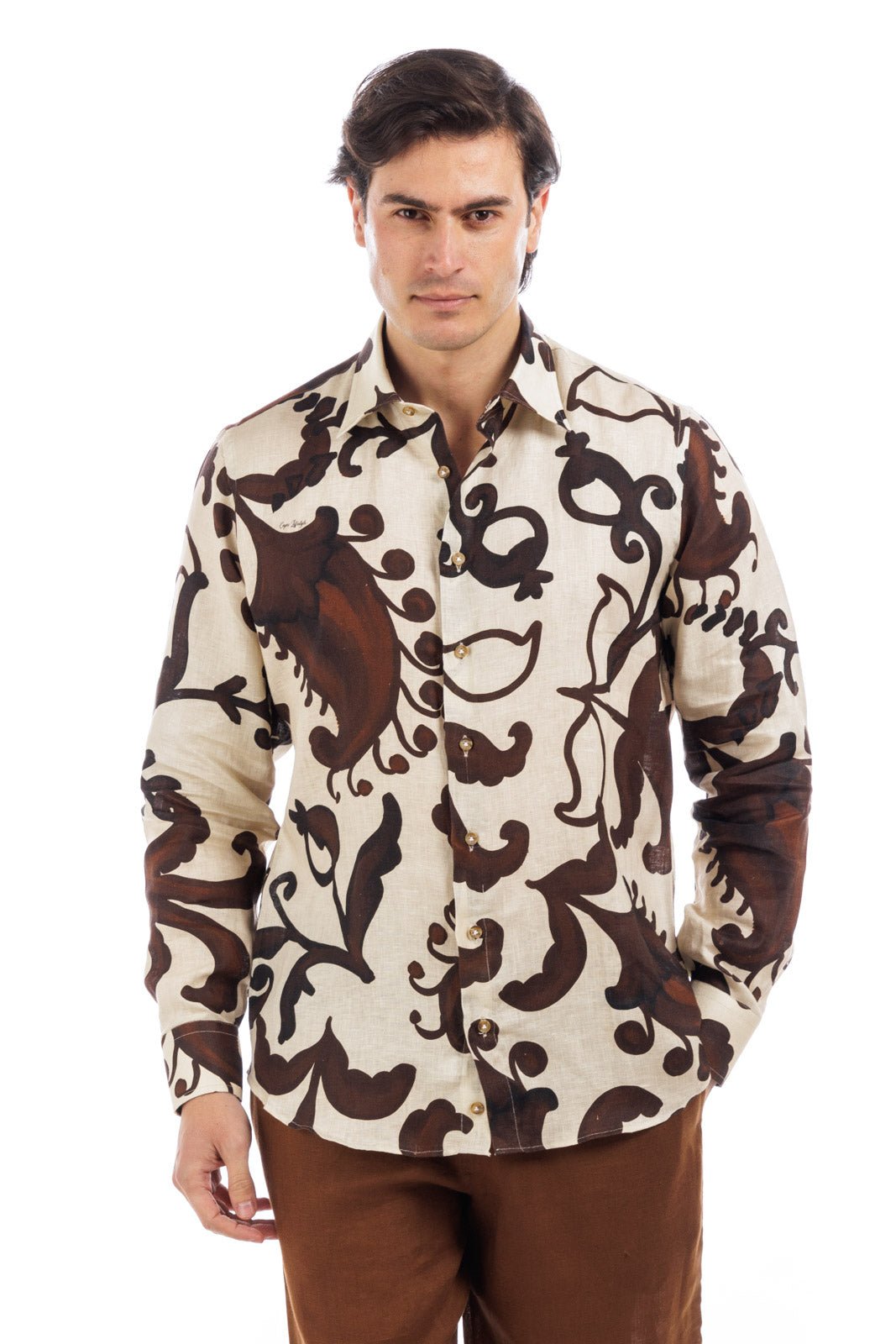 Pattern Full Button Linen Shirt