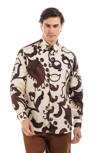 Pattern Full Button Linen Shirt