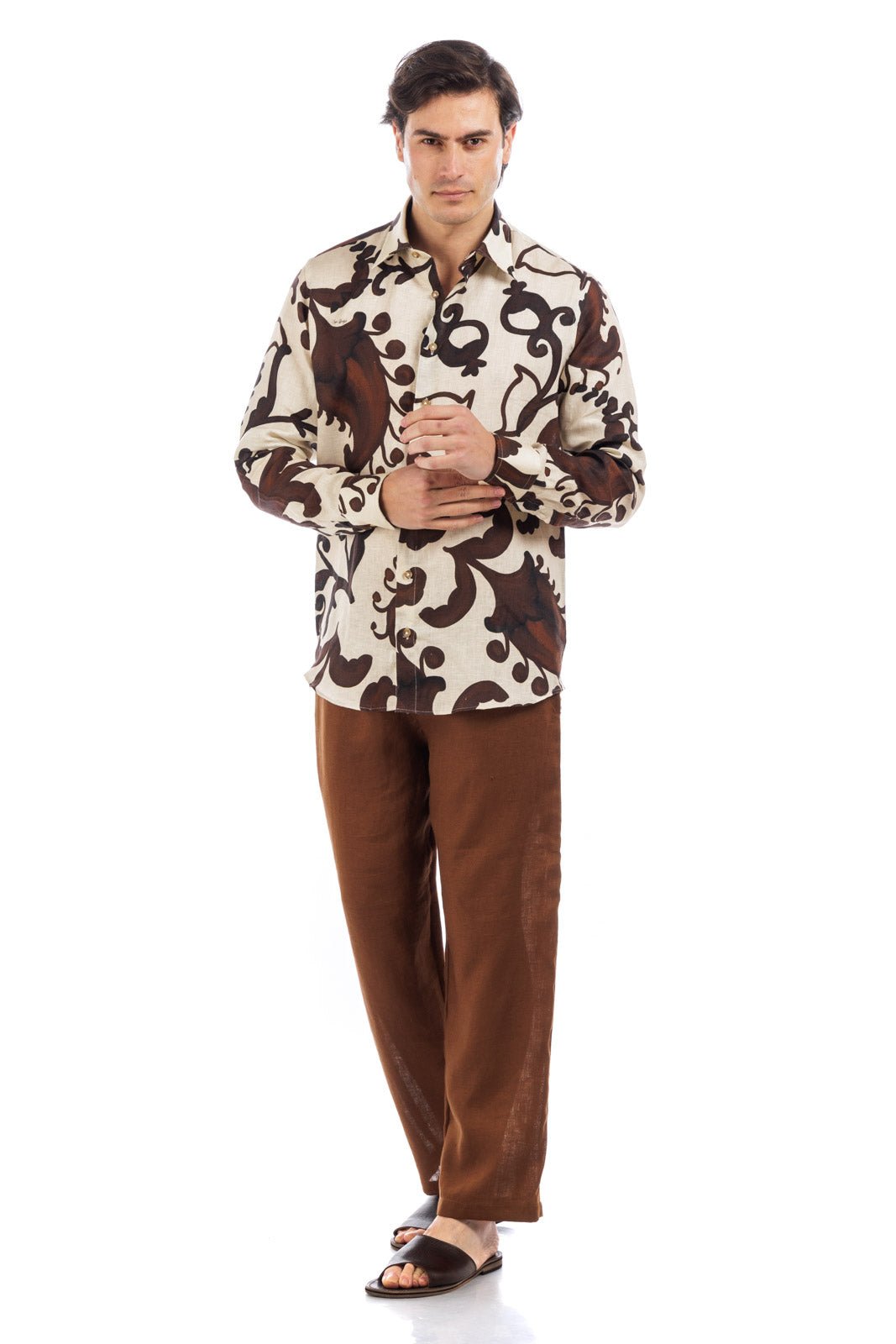 Pattern Full Button Linen Shirt