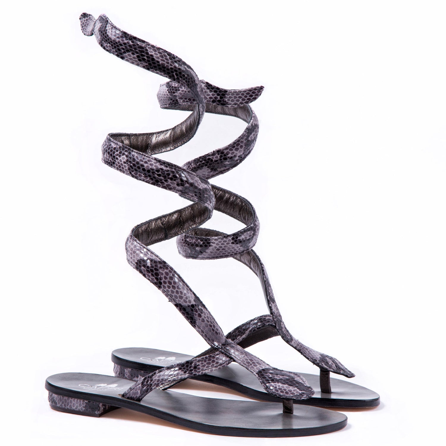 Pitone - Black Gladiator Boots Snakeskin Sandal - CAPRI LIFESTYLE READY MADE GARMENTS TRADING L.L.C