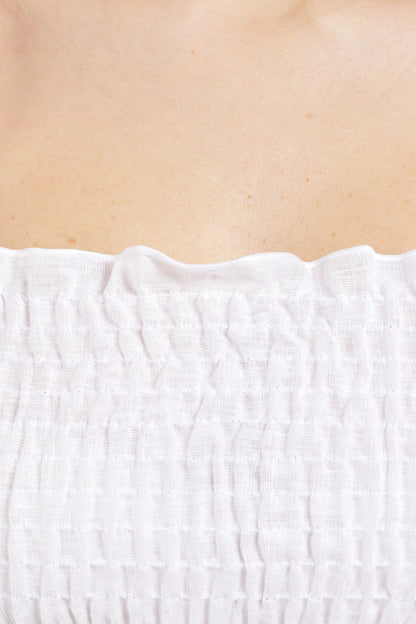 Plain Flowy Tube Strap Linen Dress