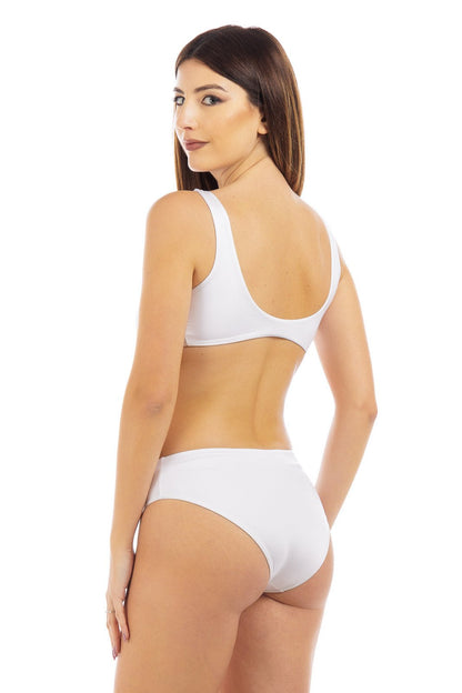 Bikini con nodo frontale in tinta unita