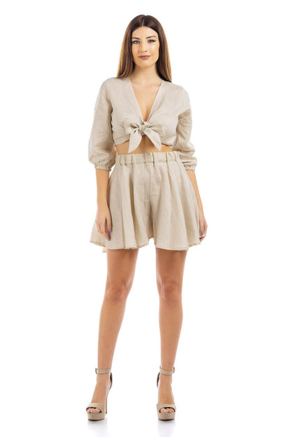 Plain Linen Flowy Short