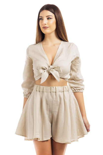 Plain Linen Flowy Short
