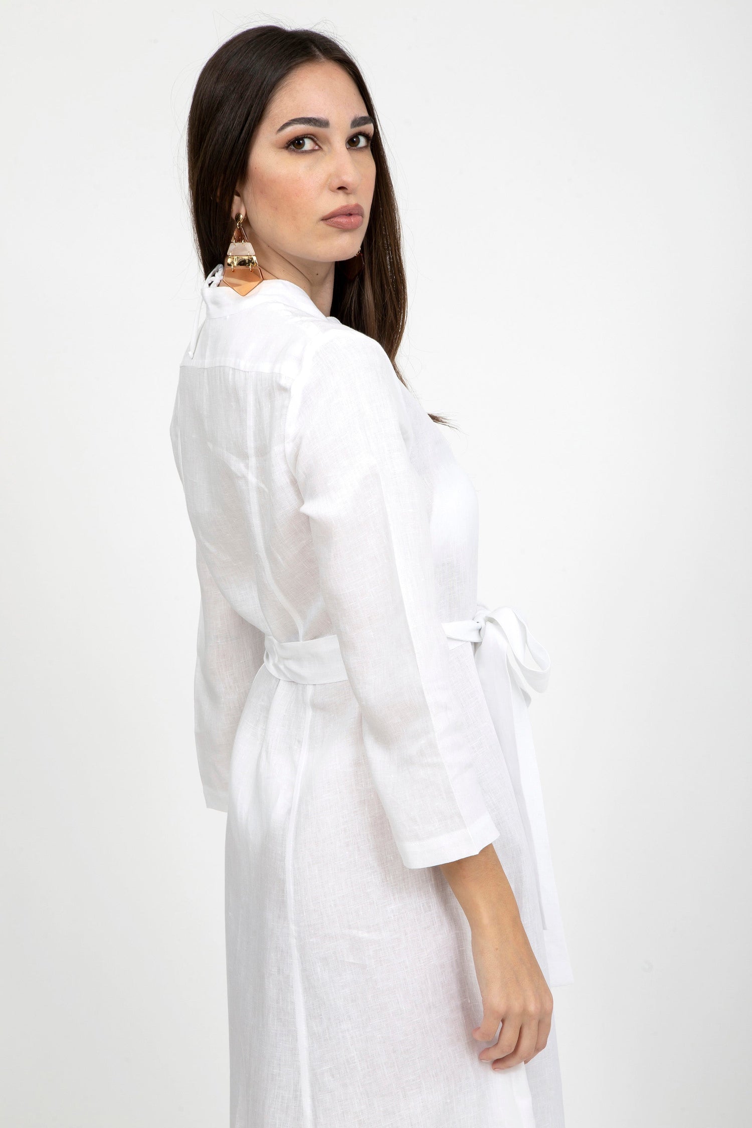 Plain Linen Mandarin Dress