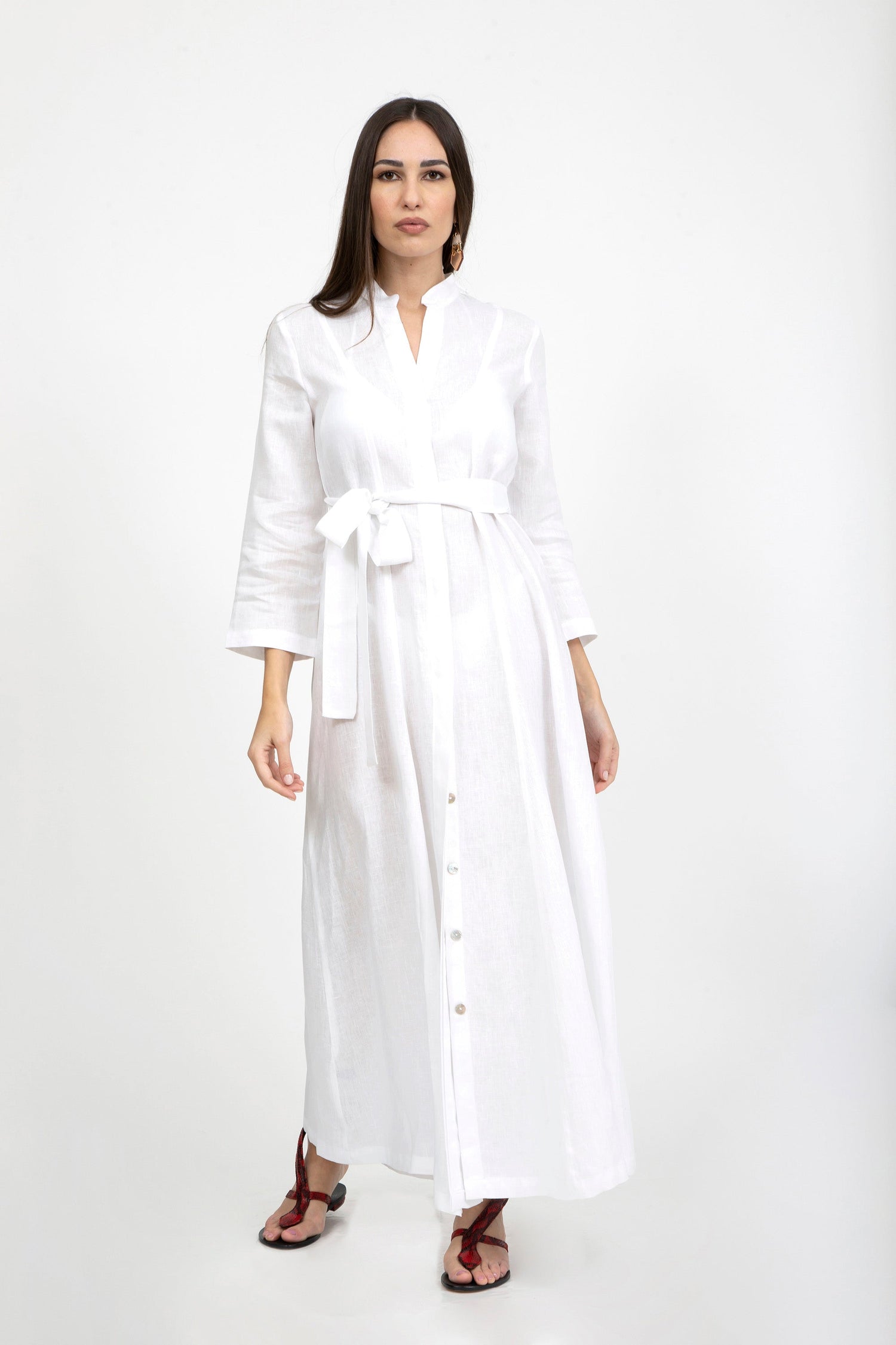 Plain Linen Mandarin Dress