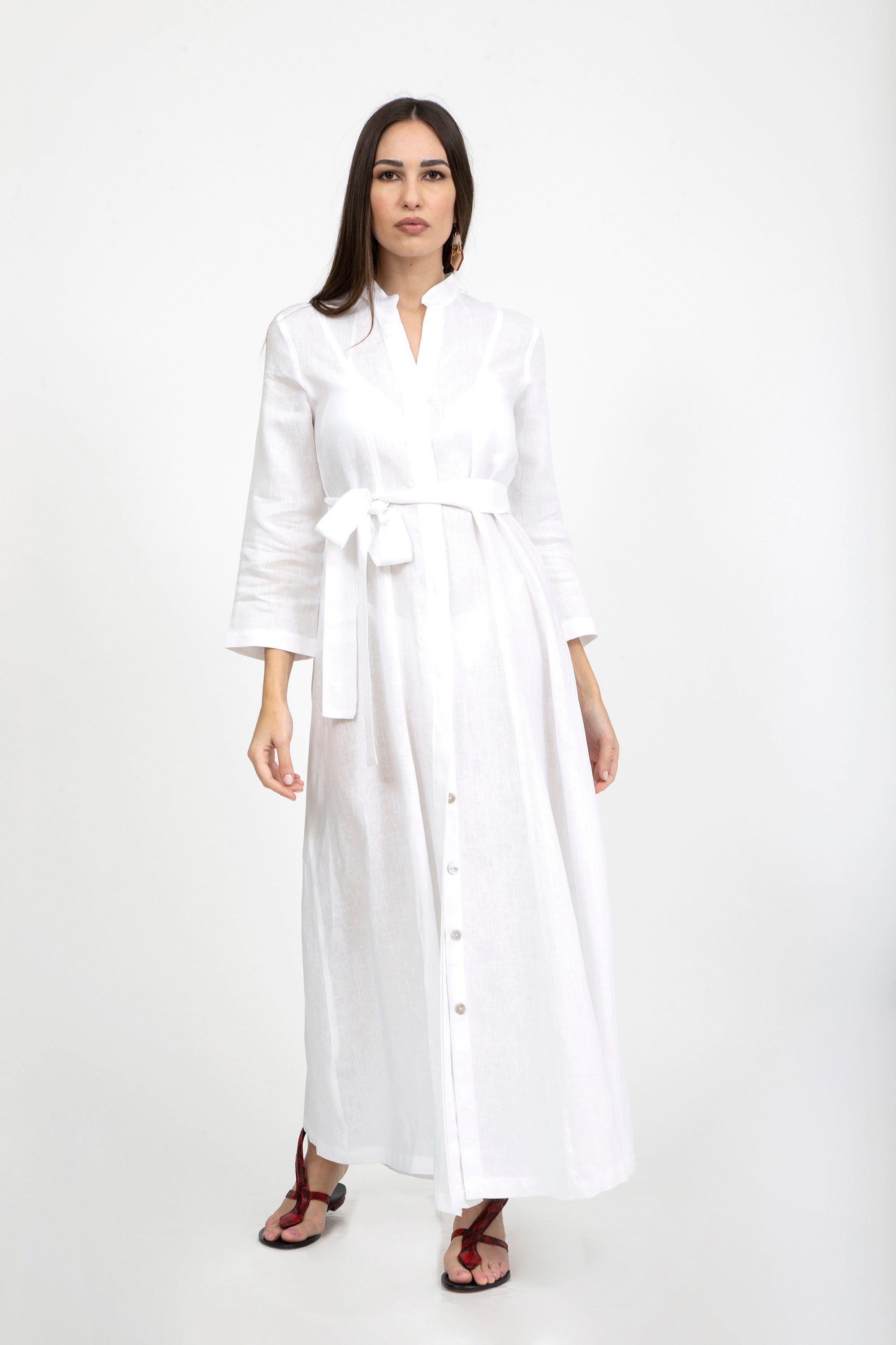 Plain Linen Mandarin Dress