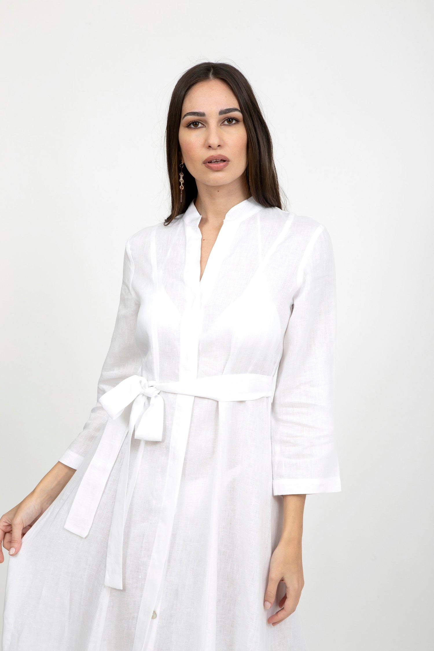 Plain Linen Mandarin Dress