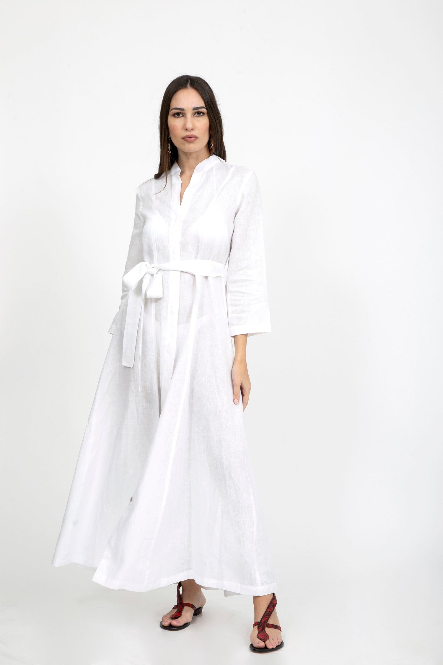 Plain Linen Mandarin Dress